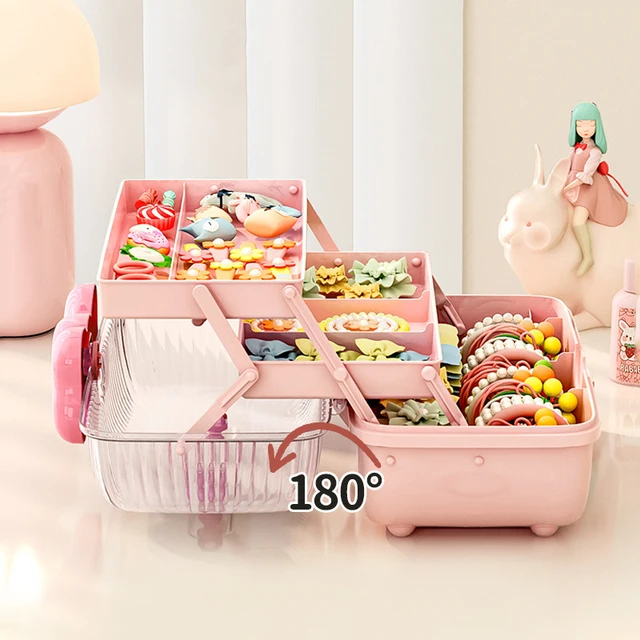 Double Layer Storage Box with Handle Display Holder Portable Sewing Box  Organizer for Toys Cosmetics Tools Tabletop Hair Clips - AliExpress