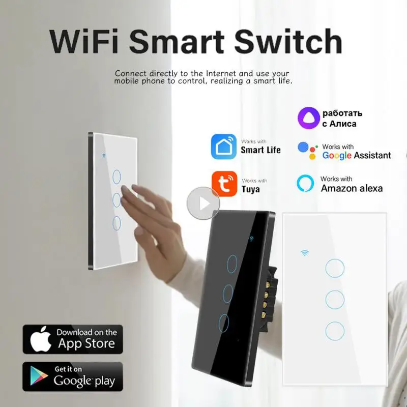 

Touch Switch Support Alexa Home Home Appliance Smart Home Smart Switch Tempered Glass Multi-function Smart House Tuya Wif