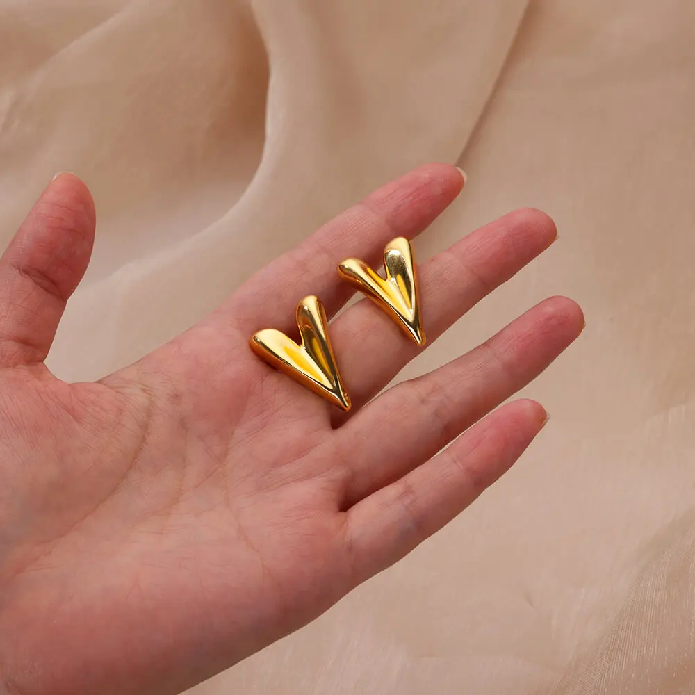 Stainless Steel Irregular Heart Stud Earrings for Women