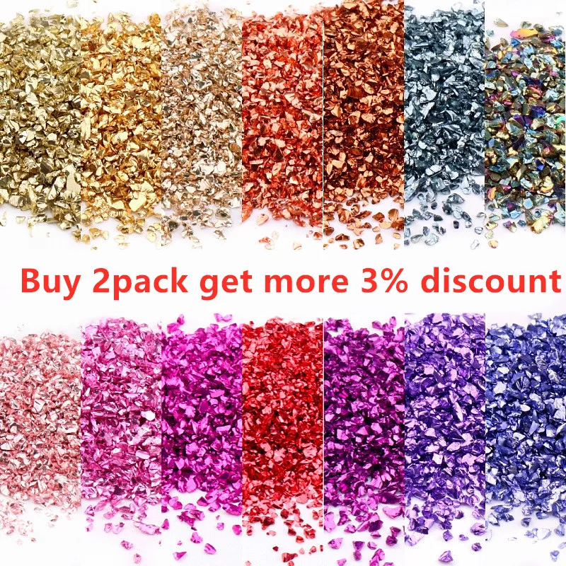 50g Crushed Glass Stones Beads Table Coaster Crystal Resin Mold Filler DIY Nail Art Decor Crafts Broken Stone Mold Fillings