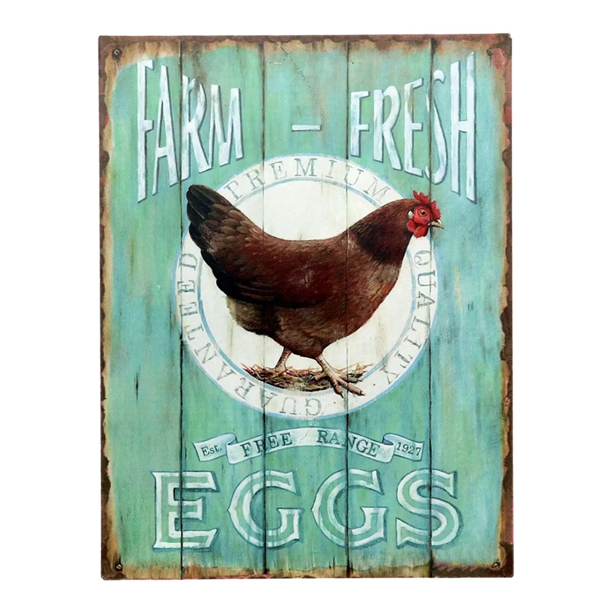 

Farm Fresh Free Range Eggs' Retro Vintage Metal Tin Bar Sign, Decorative Wall Art Signage Primitive Farmhouse Country Home Décor