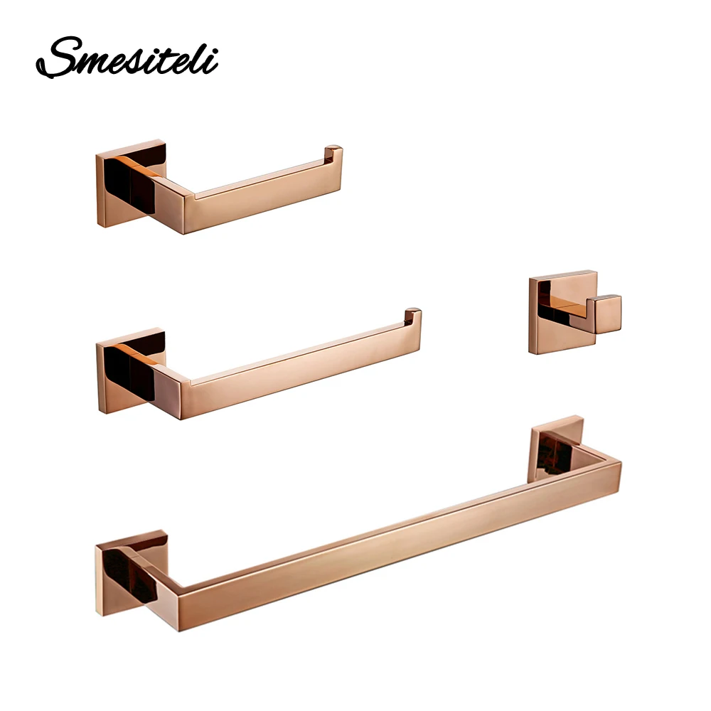 RoseGoldBathroomAccessoriesSetWallMountShelfToiletBath