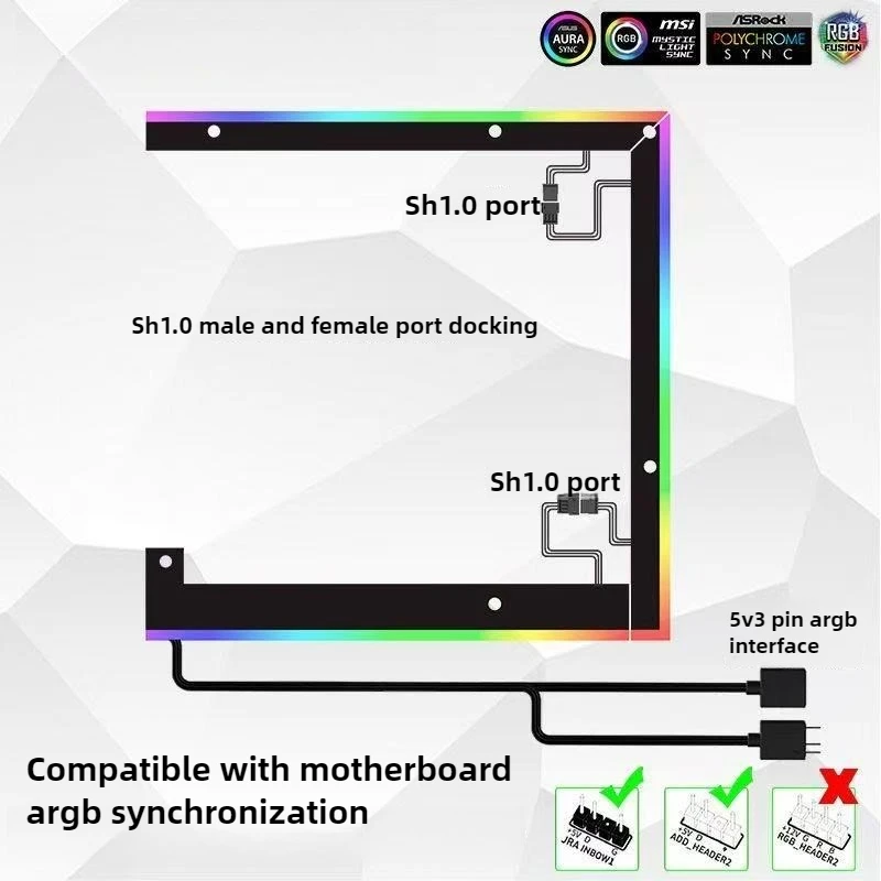 모보 조명 백라이트 패드, 라이트 스트립 5v 3핀 ARGB AURA 싱크 컴퓨터 액세서리