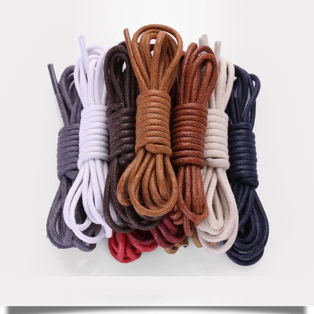 Waxed Shoelaces Solid Color Round Oxford Shoe Laces Boots Laces