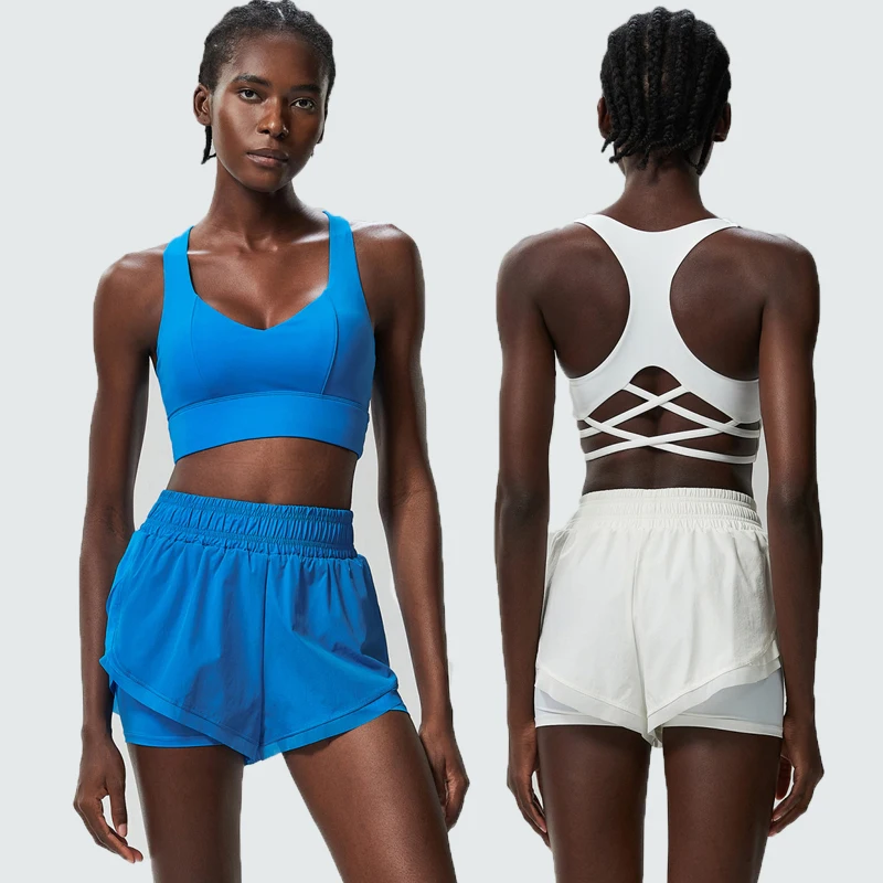 Women Outdoor Running Suit Summer Breathable Quick Dry Short Sportswear Two Pieces Fitness Yoga Set