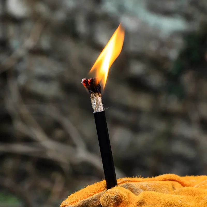 Tinder Tube Wick Vintage Jute Rope Cord Accessory with Aluminum Sleeve for DIY Crafts Outdoor Camping Hiking Trekking Supplies