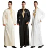 1pcs/lot man fashion embroidery muslim long robe man stand collar long sleeve jubba thobe