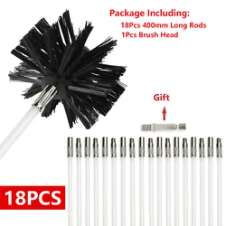 Flexible Long-Handle Rotary Chimney Brush for Efficient Fireplace and Dryer Pipe Cleaning (18Pcs)
