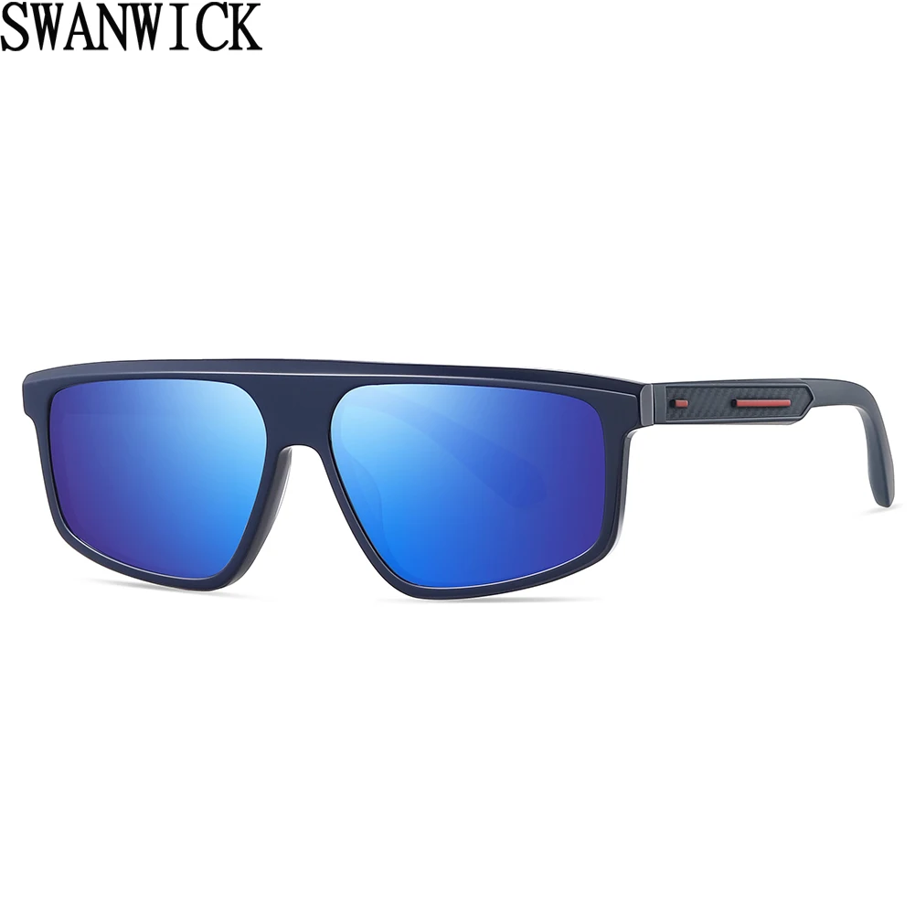 

Swanwick acetate frame square sun glasses fashion UV400 driving polarized sunglasses for men blue green mirror accessories male