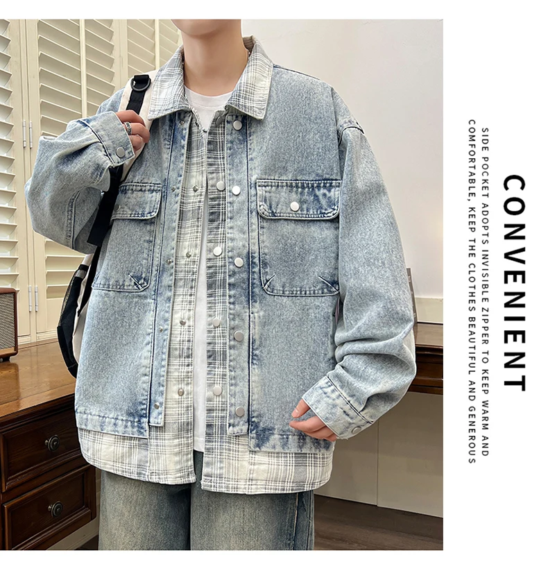 Hochwertige Herren-Baumwoll-Denimjacken 2026 Frühling Herbst Lässige Retro-Jeans-Jacke Jugend Streetwear Winddichte Lockere Jacke Kleidung – Detail 10