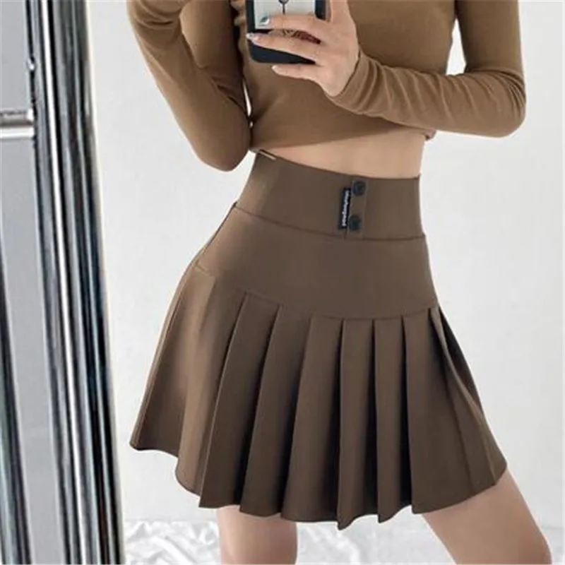 

Streetwear High Waist Mini Pleated Skirts Women Korean Preppy Style Chic Short Faldas Elegant Black Safety Lined Tennis Saia