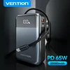 Vention 65W Portable Power Bank 20000mAh PD Fast Charging with Built-in USB Type-C Cable for Laptops iPhone 16 15 14 13 Pro Max