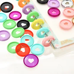 100pcs 24mm Mushroom Hole Loose-leaf Ring Notebook Album Book Plastic Discs Transparent Heart Macaron Color Disc Planner Ring