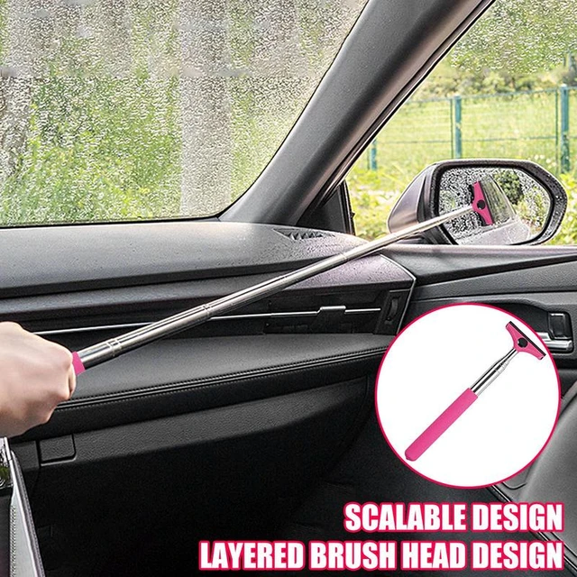  Car Rearview Mirror Wiper Telescopic Auto Mirror Squeegee  Cleaner 98cm Long Handle Car Cleaning Tool Mirror Glass Mist Cleaner  (Black) : Automotive