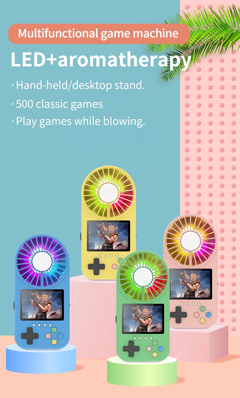 Retro Portable Mini Handheld Video Game Console 500 In 1 Game Classic Game Player With Aromatherapy Fan for Kids Gift