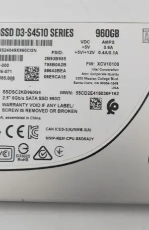 For DC S4500 SSDSC2KB960G7 960G SSD