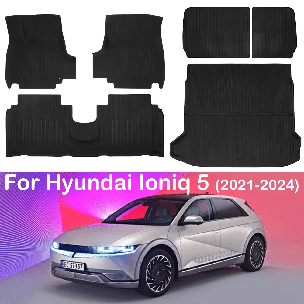 Car Floor Mats Seat Cover Back Cover All Weather XPE Floor Mat Cargo Liner For Hyundai Ioniq 5-Cargo Liner Rear Tray Trunk Waterproof Back Seat Cover