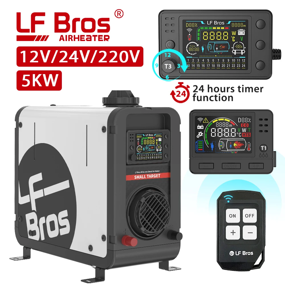 Lf Bros 5kw Air Diesel Heater Plus 12v 24v Vertical All In One 220v Parking Car Warmer Lcd