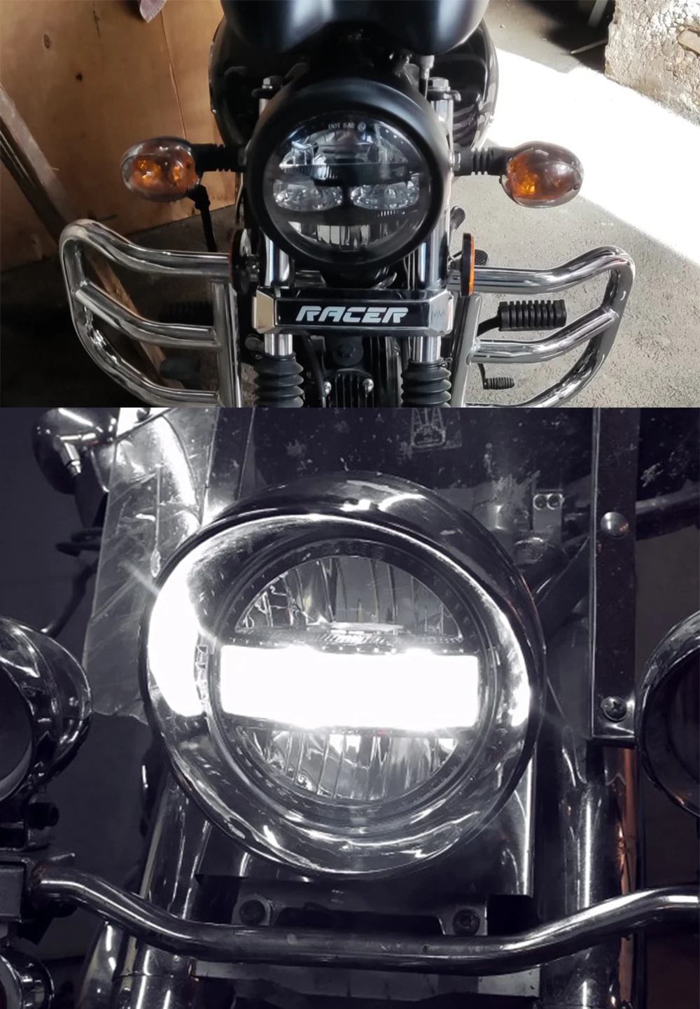 Black 5.75Inch Motorcycle Projector Led Headlight 5.75" H4 Headlamp With DRL For