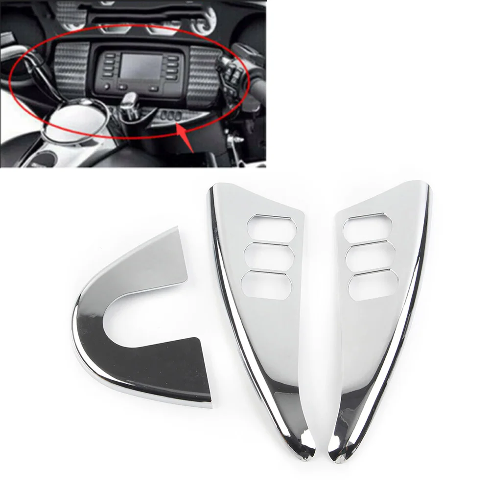 

3pcs Motorcycle Chrome Inner Fairing Switch Panel Accent Cover Decor Trims For Harley Electra Street Glide 2014-up