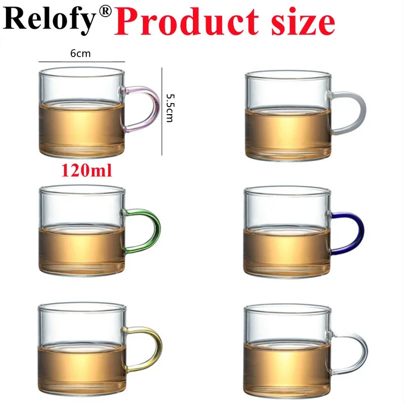 6pcs Glass Tea Cup with 1pcs Shelf Students Glasses Small Milk Water Mug with Handle Family Coffee Mug Beer Juice Milk Drinkware