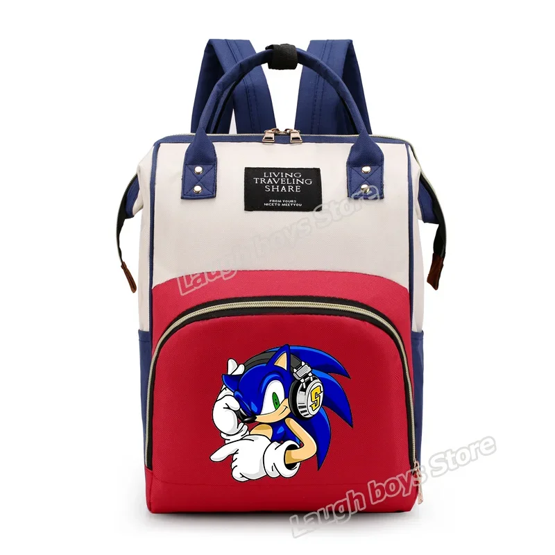 thumbnail image 1 of Mochila multifuncional Sonics Mom Bag Game Figure de gran capacidad con estampado de dibujos animados bonitos para exteriores, bolso de mano portátil, botella Vogue, 1 of 5
