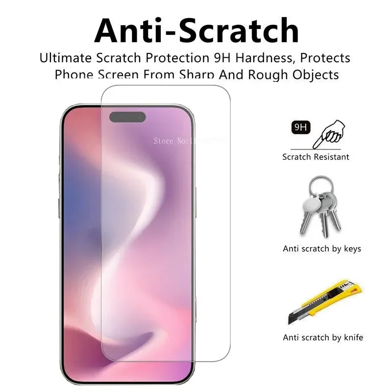 4PCS Tempered Glass For iPhone 17 16 15 13 12 14 Pro Max Screen Protector for iPhone X XR XS Max 14 15 16 Plus Protective Film 3