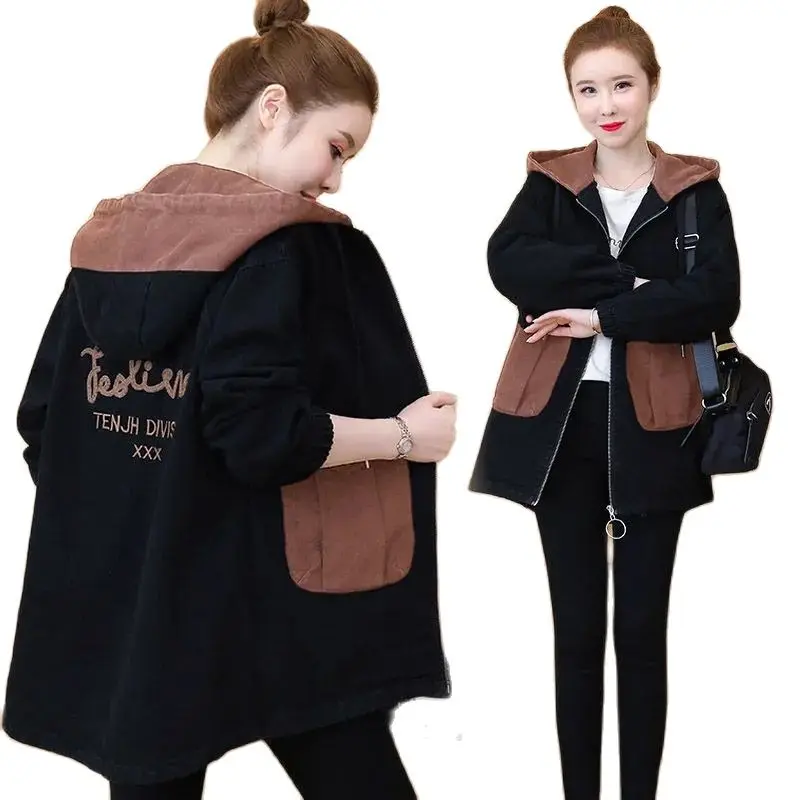2021 Spring And Autumn New Denim Jacket Women's Korean Version Fashion All-Match Loose Mid-Length Denim Jacket Trendy M726