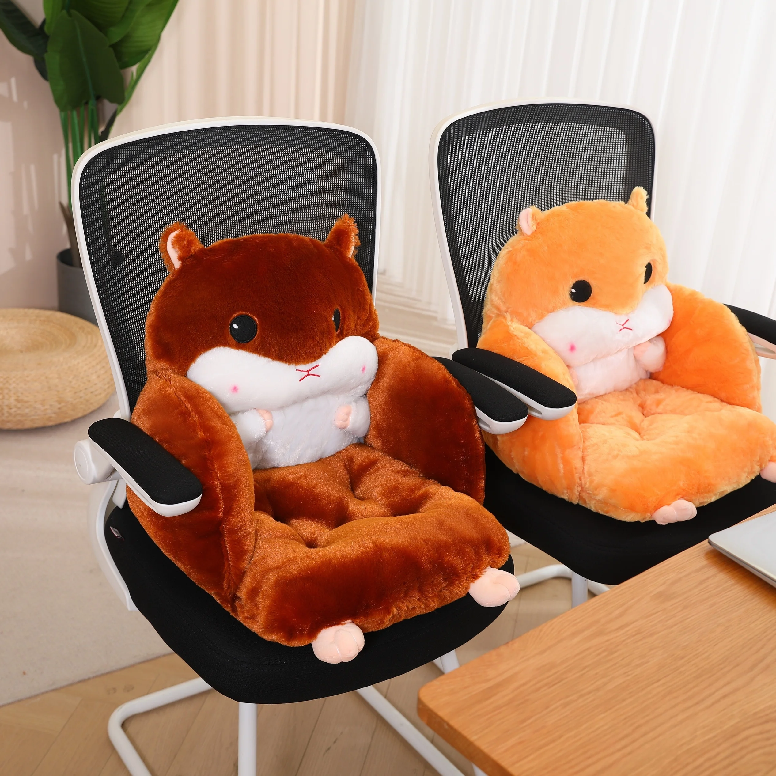 Cute Hamster Themed Plush Cushion with Half Surround, Backrest Cushion, Sofa Plush Cushion, Comfortable and Skin Friendly