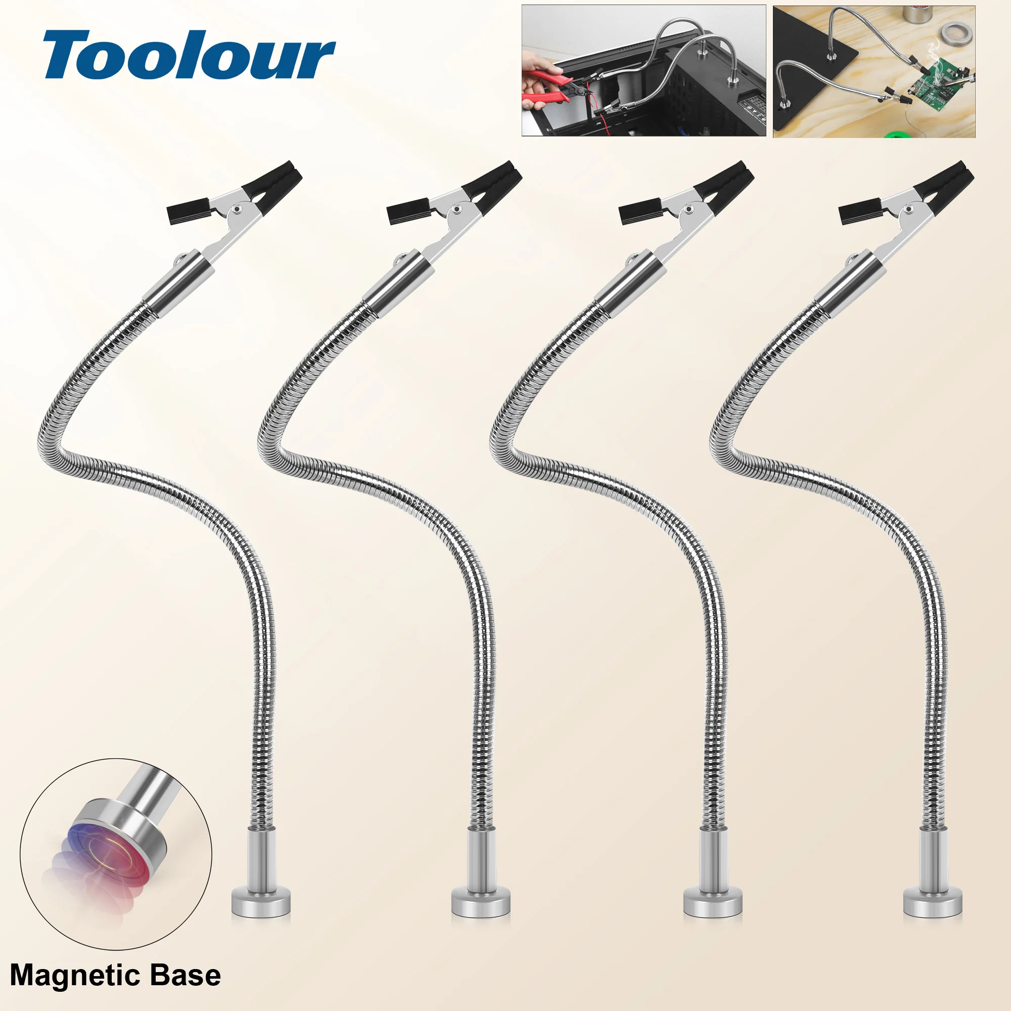 Soldering Tool Soldering Helping Hands Welding Tool 4/2 pcs Magnetic Helping Hands Soldering Third Hand Tools Metal Flexible Gooseneck with Alligator Clips