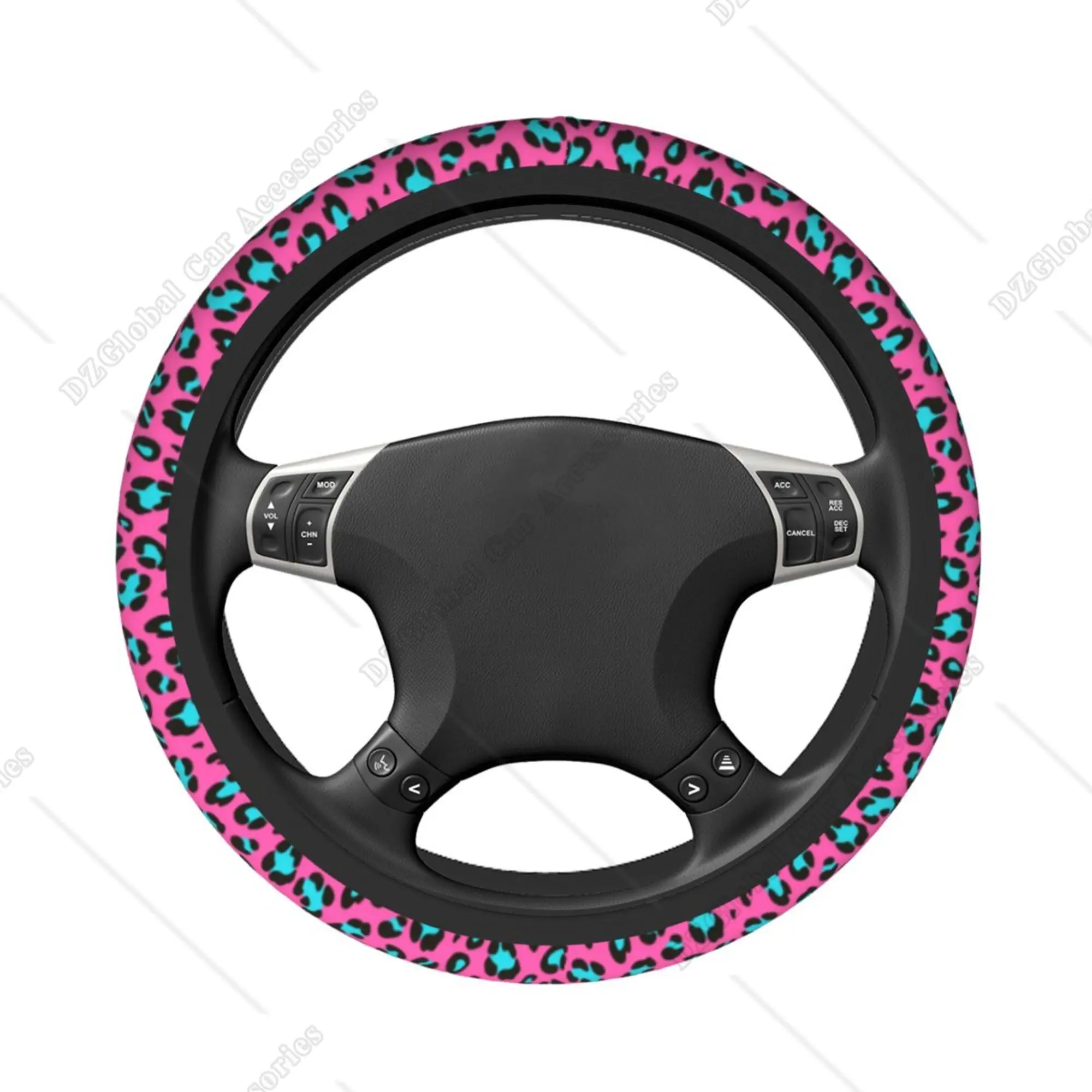 Coprivolante Per Auto Leopardato Rosa 38cm Coprivolante Antiscivolo Ghepardo Copertura Protettiva Accessori Interni Per Lo Styling Dell'auto - 5
