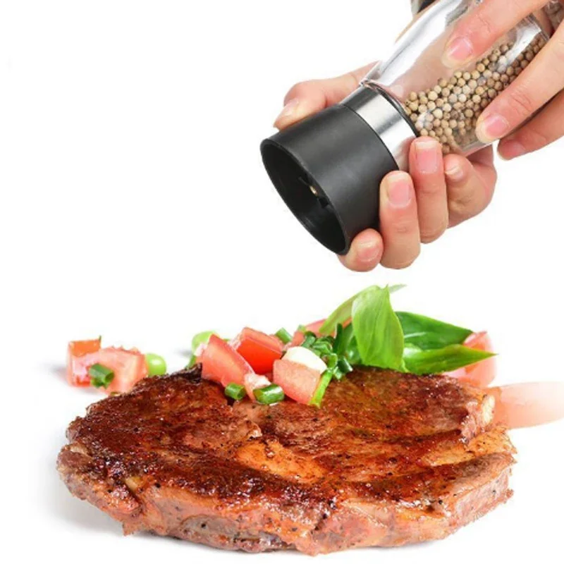 Grinder Stainless Steel Salt and Pepper Mill Manual Food Herb Grinders Spice Jar Containers Kitchen Gadgets Spice Bottles Glass S6c999aee4112415cbb5e2281f8b2e797M