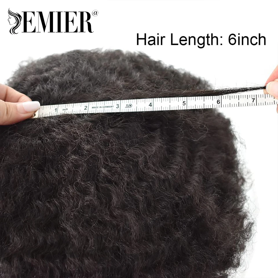Nuovi uomini parrucchino Afro parrucchino per uomo capelli fini Mono NPU 6 "capelli umani ricci crespi maschio capillare protesis sistema di sostituzione dei capelli - immagine 6