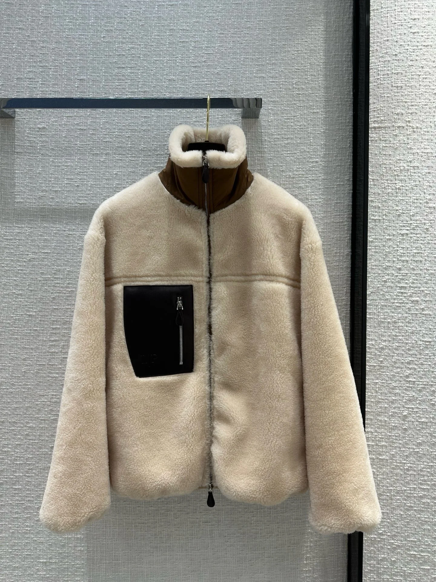 

EVACANDIS High Quality Women Autumn Winter New Wool Patchwork Leather Zipper Coat Chic Turn-down Collar Windproof Warm Jacket