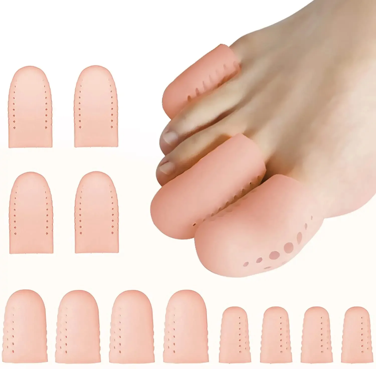 2PCS Breathable Toe Protectors Sleeve Bunion Pads Cushion Big Toe Guards Silicone Toe Covers For Protection Of Ingrown Toenails