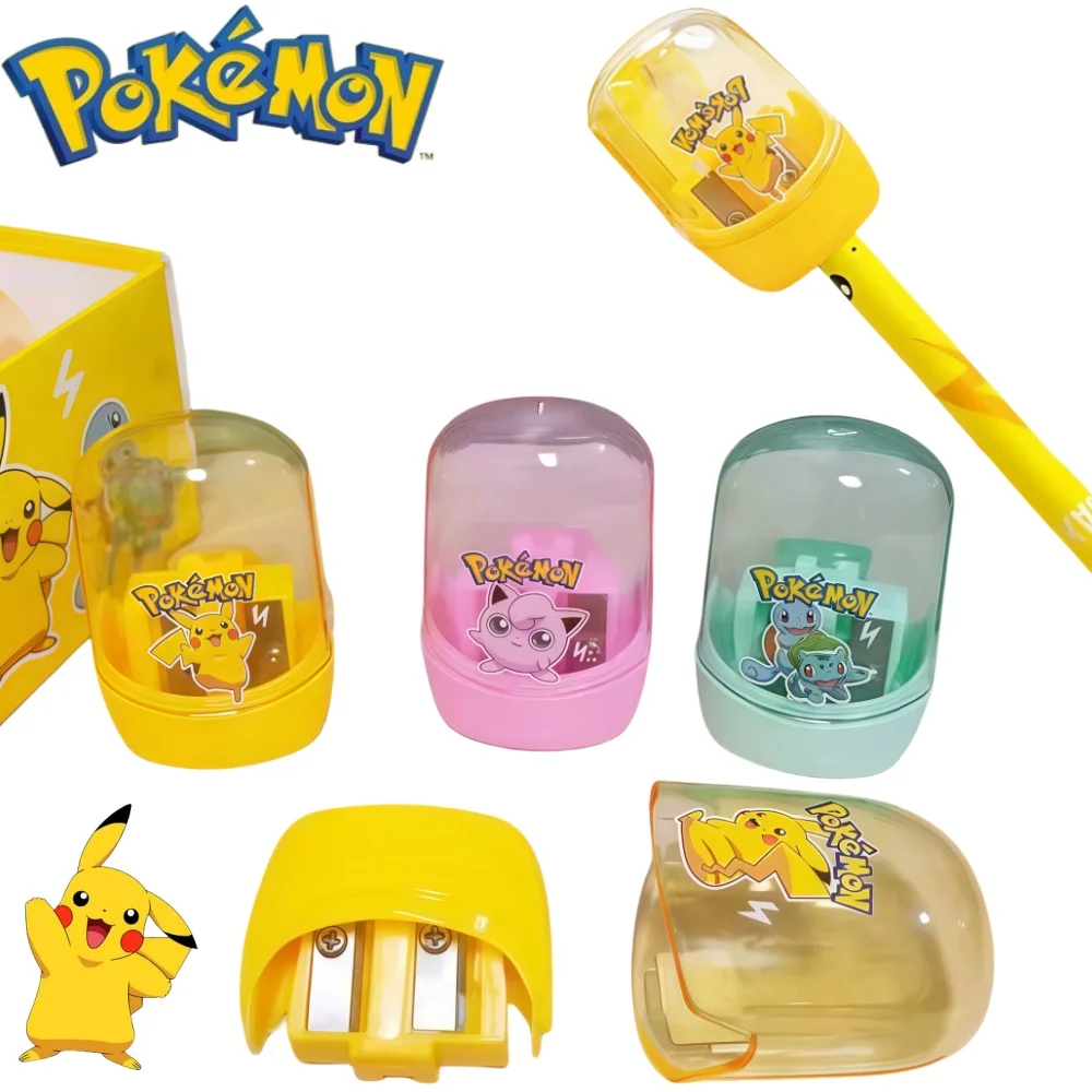 Pokemon pikachu pencil sharpener eraser 1/4pcs Anime Students Cartoon Pencil-knife Necessary Study Stationery School Supplies