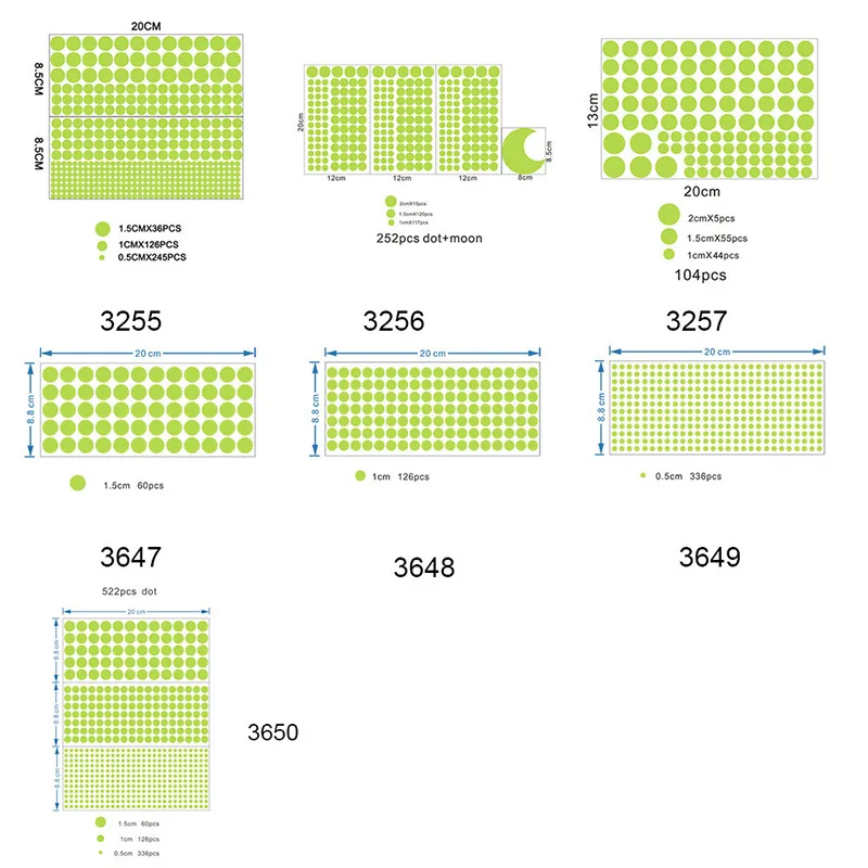 Luminous polka Dot Sun combination fluorescent stickers Home luminous switch sticker wall stickers room decorarion