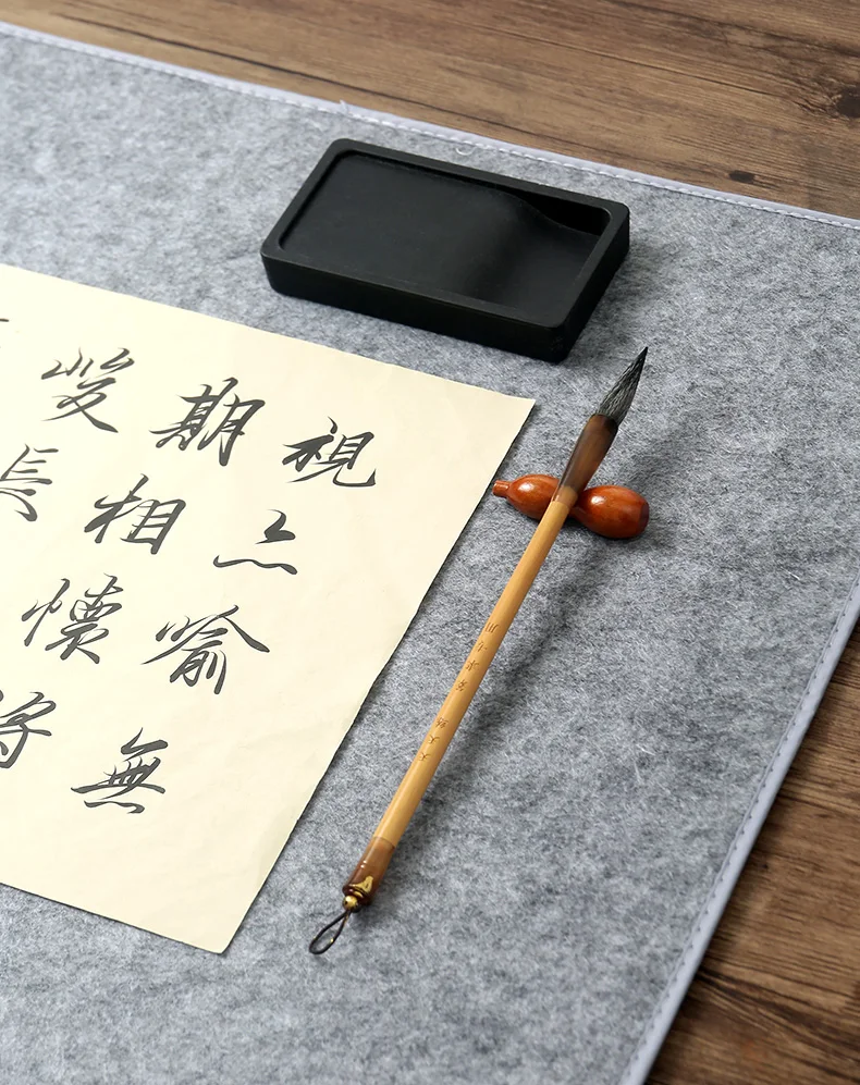 Dicke chinesische Kalligraphie-Zeichnungsfilzmatte, Sumi-Xuan-Papier-Malerei-Schreibtischunterlage zum Schreiben japanischer traditioneller Zeichnen, Grau – Detail 16