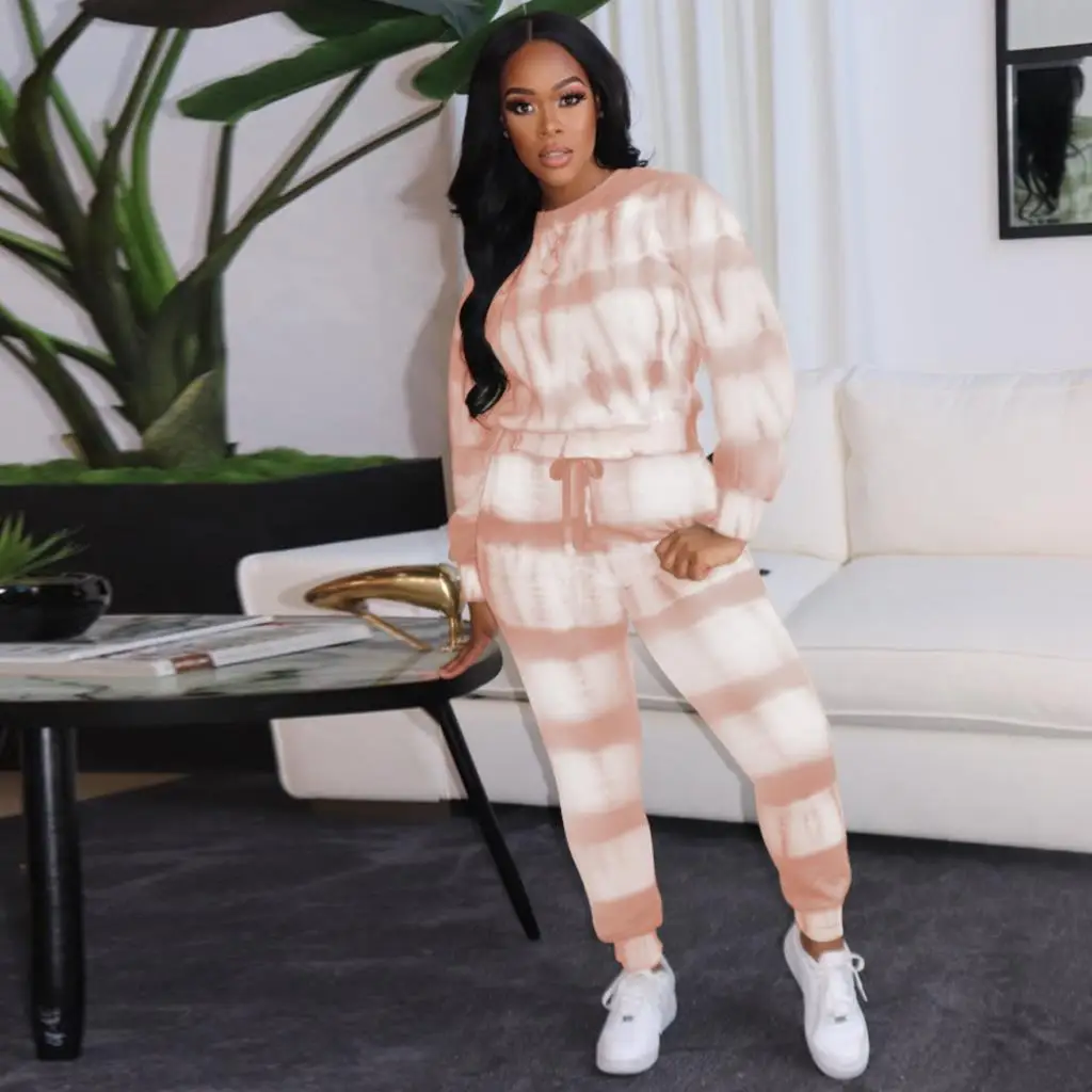 

2 Pieces Women's Sets Stripe Print Pullover Suit Tops And Pants Suits Two Piece Set Tracksuit Outfit 2024 Spring Summer