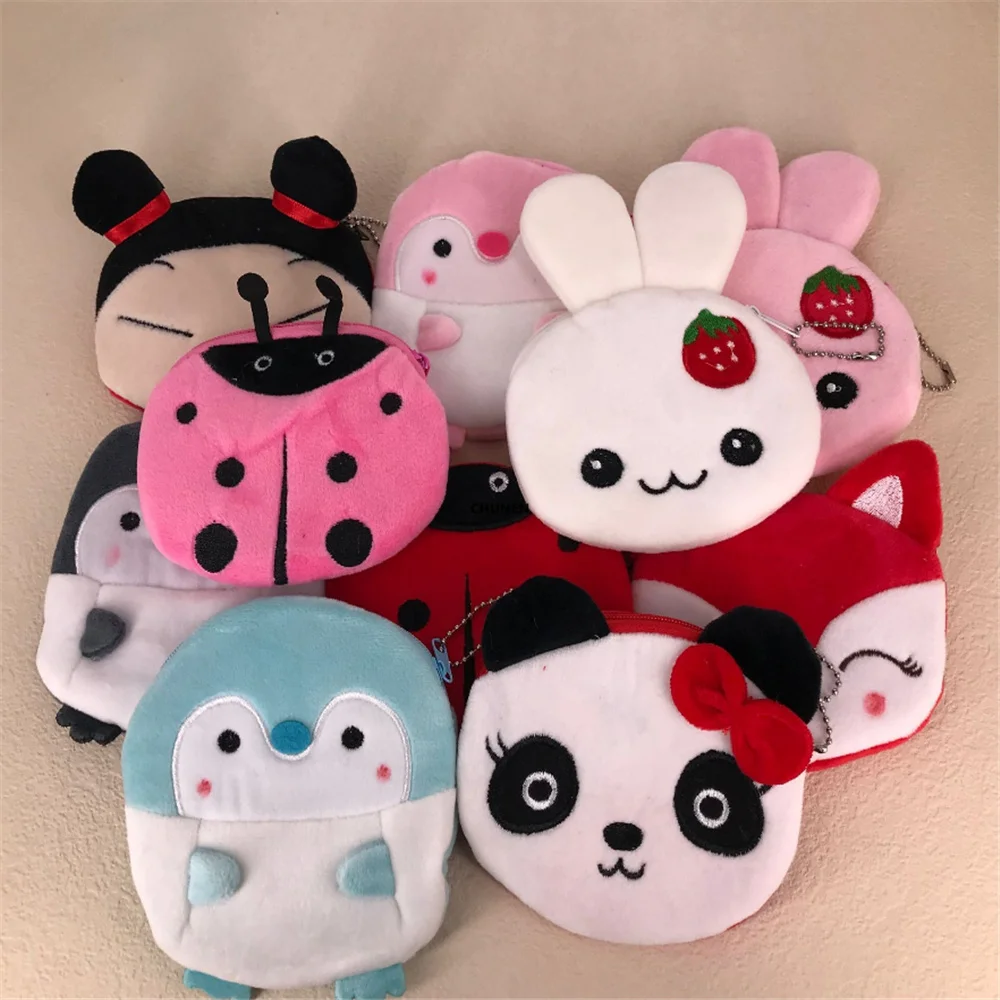Plush keychain Multi-Colors Panda Rabbit Penguin 10-11CM Plush Purse Key Chain Plush Coin Bag