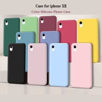 Coque de protection en silicone liquide antichoc pour iPhone, coque arrière d’origine pour iPhone Poly X R