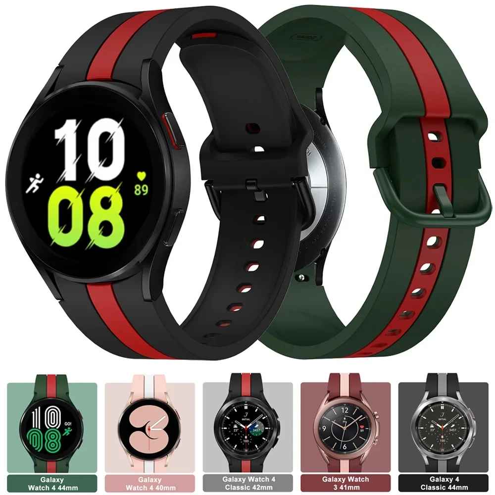 

For Samsung Galaxy Watch 5 4 40mm 44mm watch5 pro 45mm Watch4 Classic 46mm 42mm Strap Silicone Wristband Bracelet Watchband Band