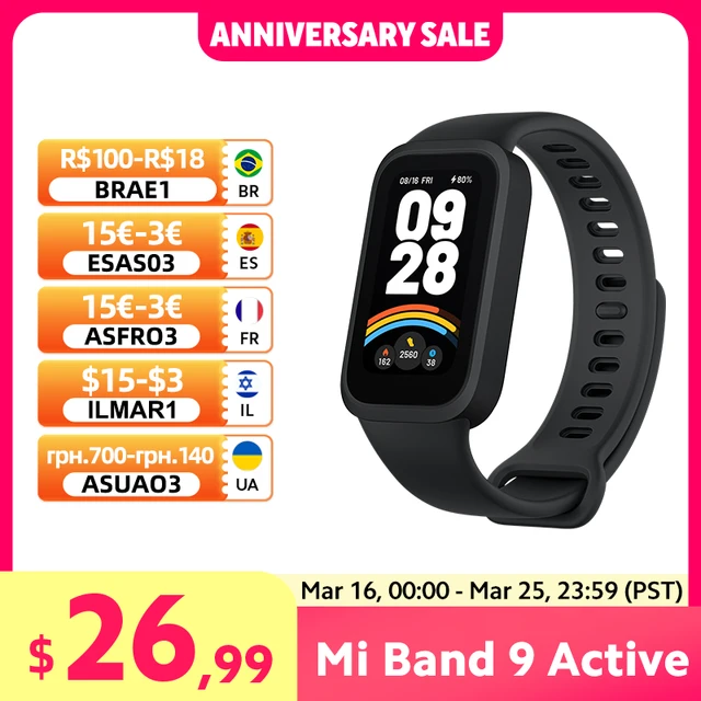 New Global Version Xiaomi Smart Band 9 Active 1.47'' TFT display 100+ watch faces sleep and health monitoring 18-day watch