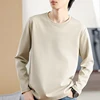 100% Pure Cotton Sweater Men's Round Neck Pullover 2024 Spring Autumn New Long Sleeved Sweater Casual Loose Knit Bottom Thin 3