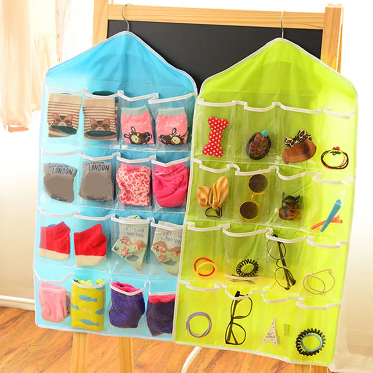 Description Picture 3 of itemTransparent And Visible 16 Compartment Storage Hanging Bag For Home Wardrobe Hanging Underwear Classification And Sorting Bag