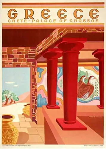 

Greece Crete Palace Knossos Greek Travel 8x12 Inch Vintage Retro Decor Metal Tin Sign