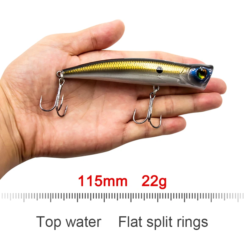 

115mm 22g Popper Bubble Burst Saltwater Big Top water Fishing Lure GT Tuna Wobbler Artificial Hard Bait for Pike Perch Tuna