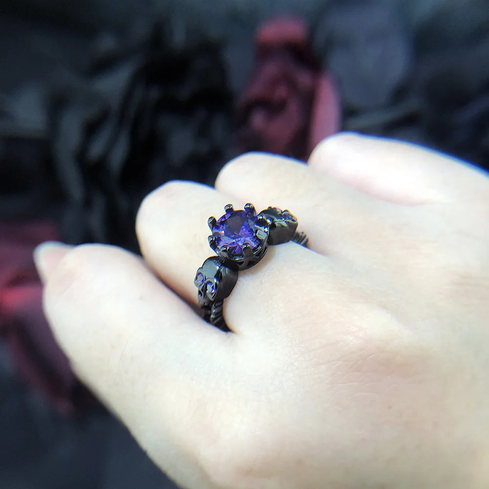 Retro Punk Skull Gothic Ring For Women Men Halloween Goth Black Gold Color Rings Accession Fashion Jewelry R523 gold color rings gold color ring finger ring