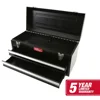 20-Inch Black Steel 2-Drawer Tool Box Chest with Lid Ergonomic Handle Secure Latches Ball-Bearing Slides Garage Workshop Storage 4