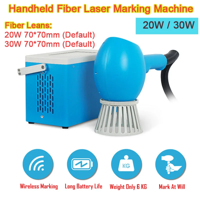 

20W 30W Wireless Handheld Type Fiber Laser Marking Machine with 70x70mm Lens for Steel Iron Gold Metal